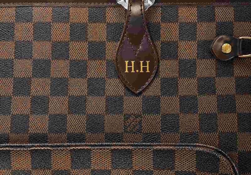 Louis Vuitton Neverfull Damier Ebene Personalized Gold Initials