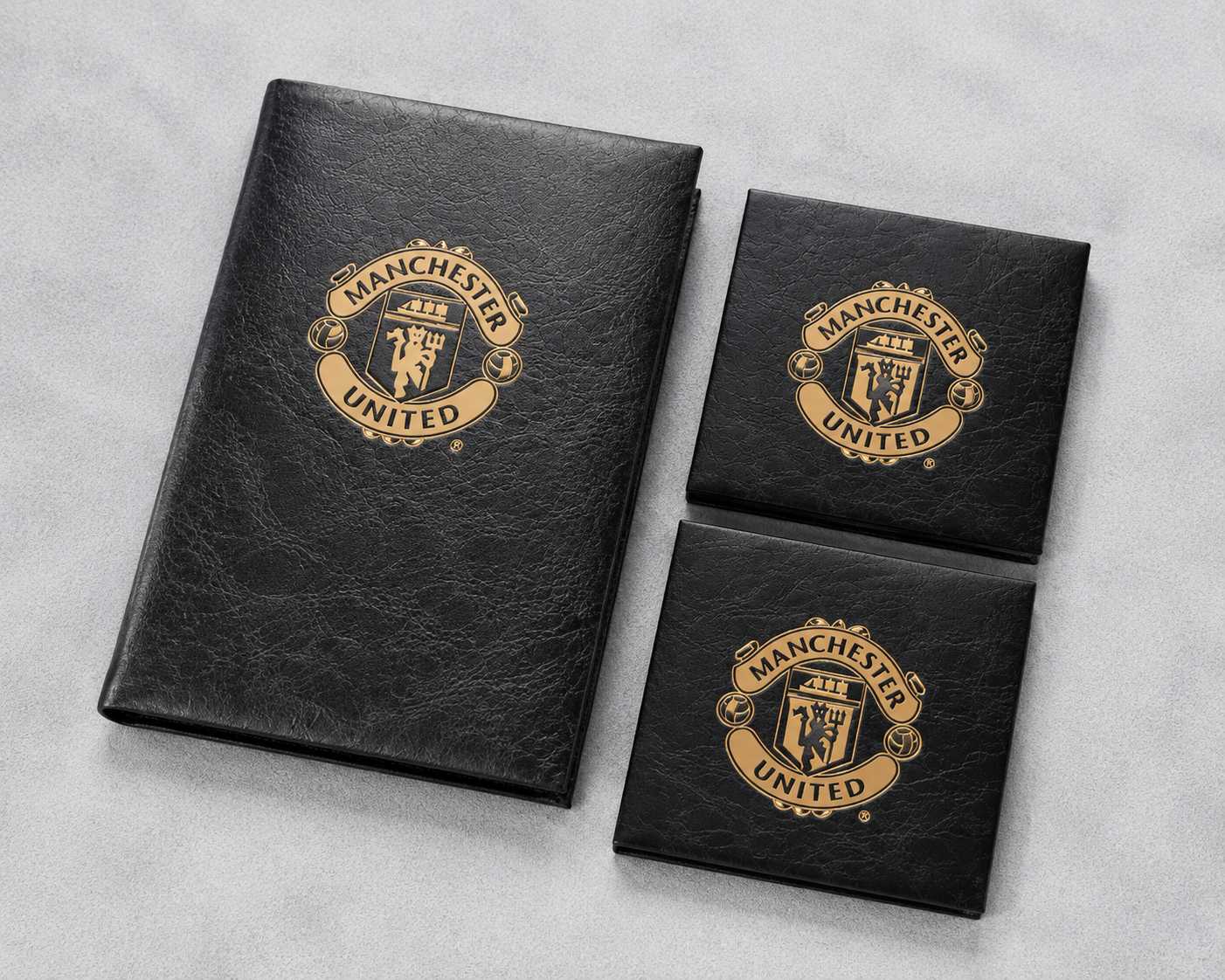 Manchester United Gold Foil Debossed Leather Passport Holder Coasters