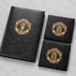 Manchester United Gold Foil Debossed Leather Passport Holder Coasters