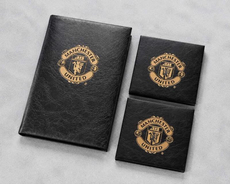 Manchester United Gold Foil Debossed Leather Passport Holder Coasters
