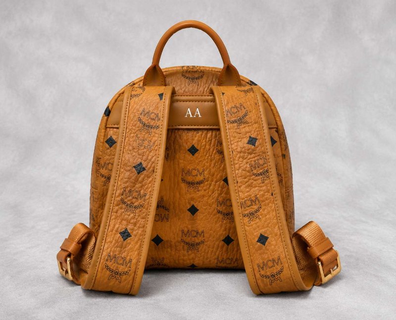 Mcm Stark Backpack Personalized Gold Initials