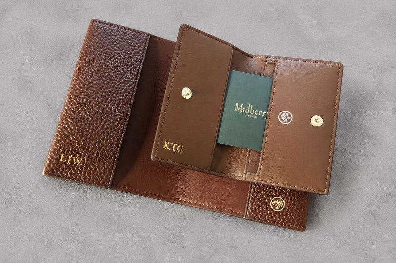 Mulberry Personalized Brown Leather Passport Cover And Wallet