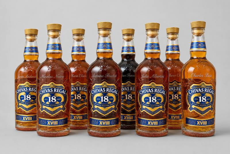 Personalised Chivas Regal 18 Year Whisky Glass Bottles Custom Engraved Corporate Gifts