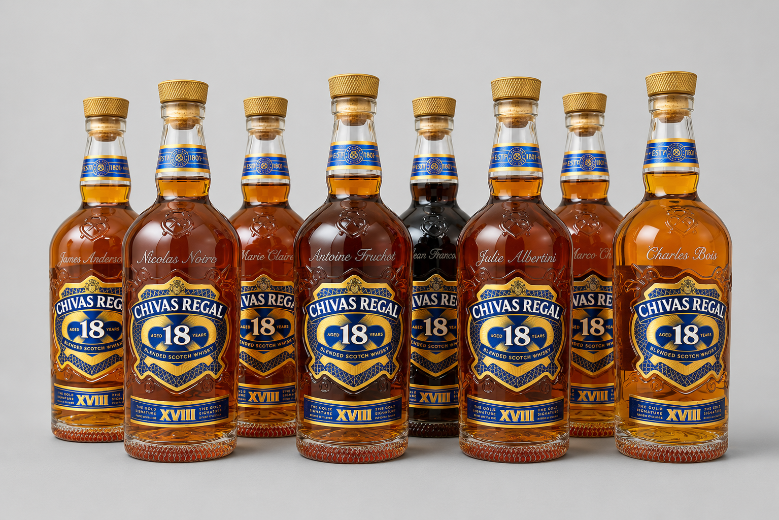 Personalised Chivas Regal 18 Year Whisky Glass Bottles Custom Engraved Corporate Gifts