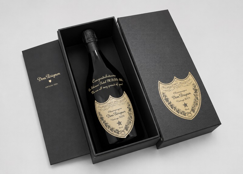 Personalised Dom Perignon Champagne Gift Box Engraved Luxury Champagne