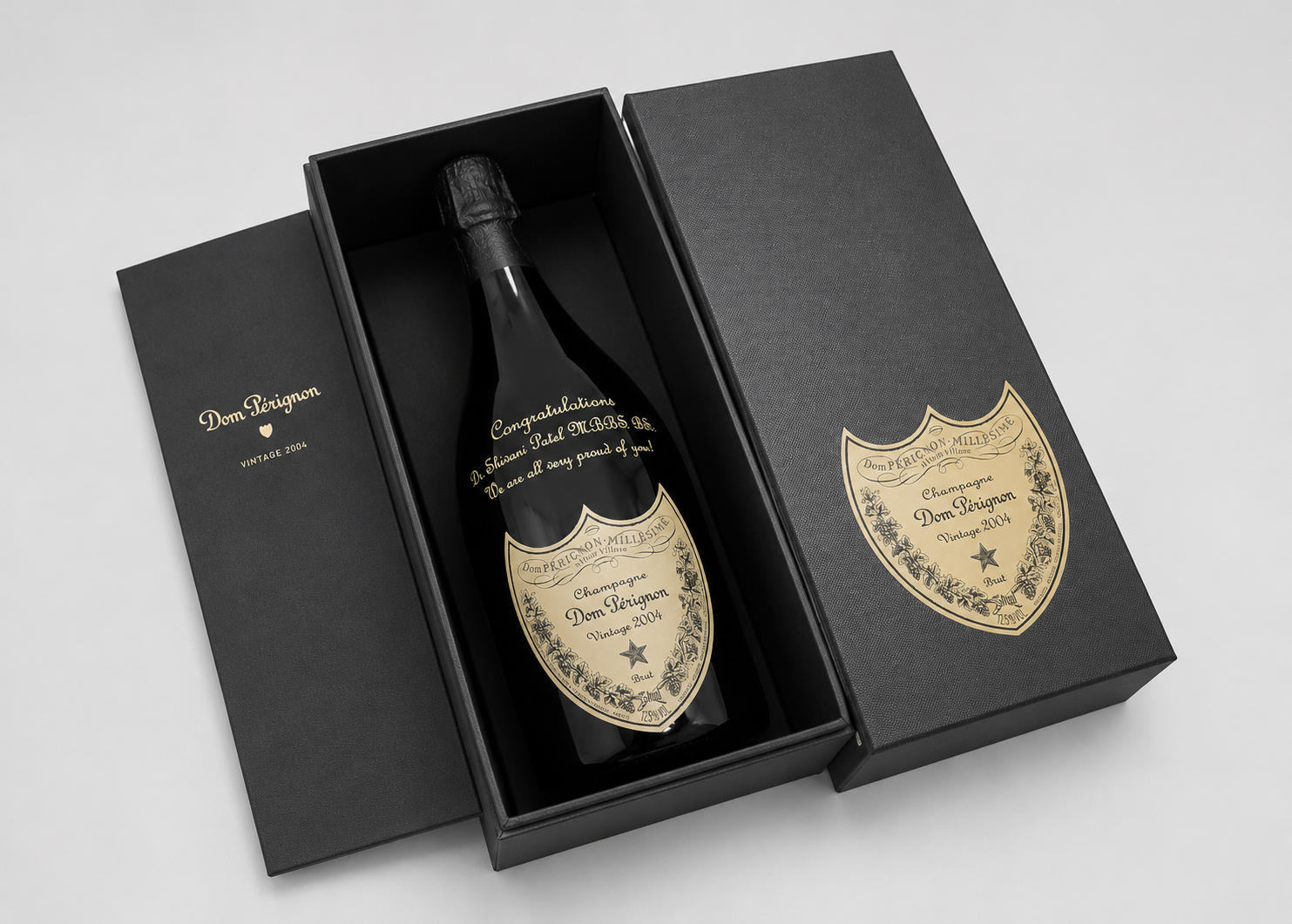 Personalised Dom Perignon Champagne Gift Box Engraved Luxury Champagne