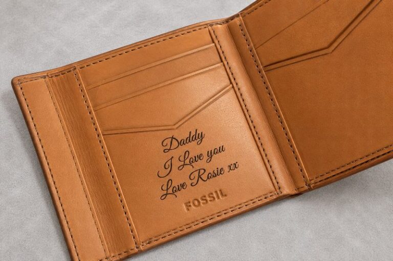 Personalised Fossil Laser Engraved Leather Wallet