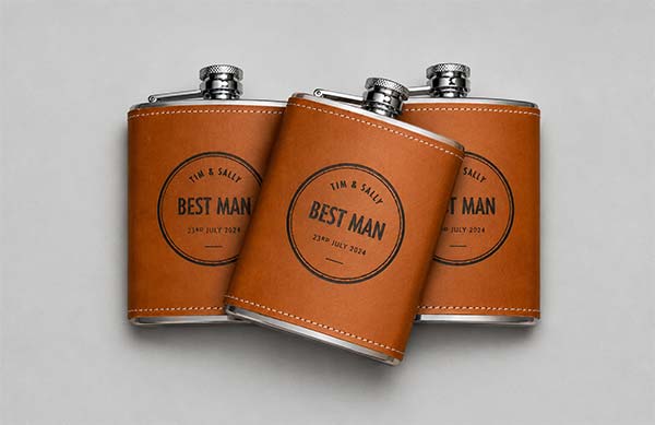 Personalised Laser Engraved Leather Hip Flasks Thumb