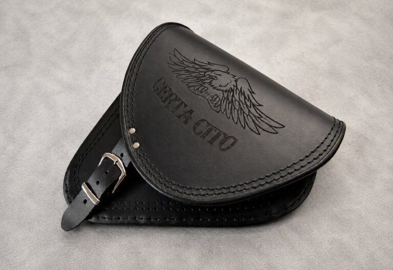 Personalised Laser Engraved Leather Motorcycle Saddlebag