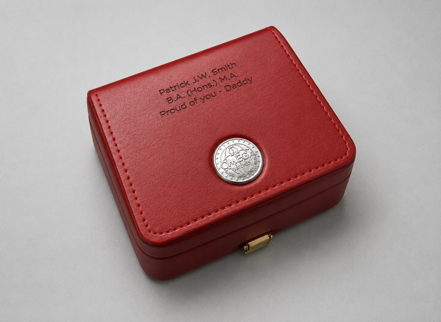 Personalised Laser Engraved Leather Omega Watch Box