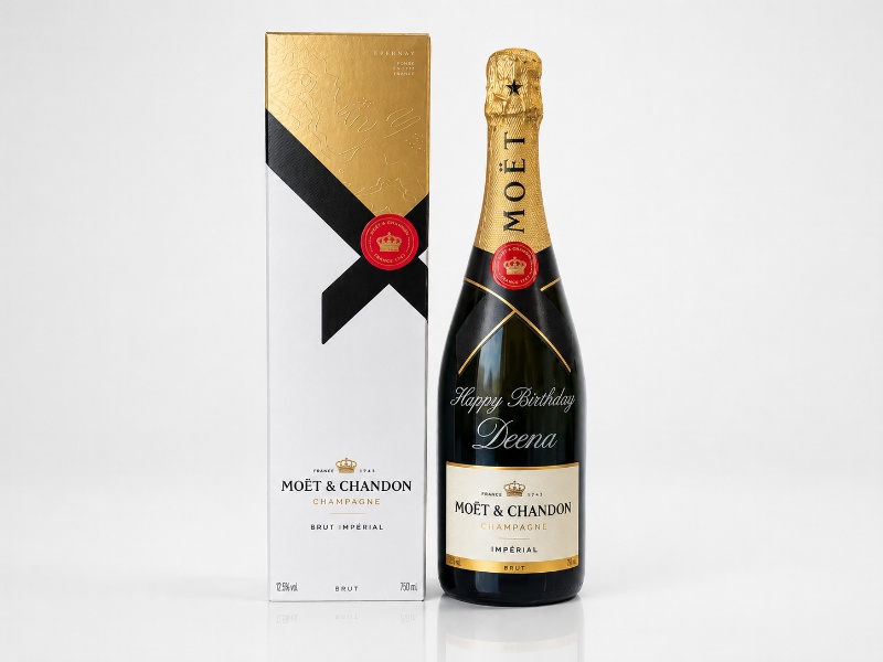 Personalised Sandblast Engraved Moet Chandon Champagne Bottle