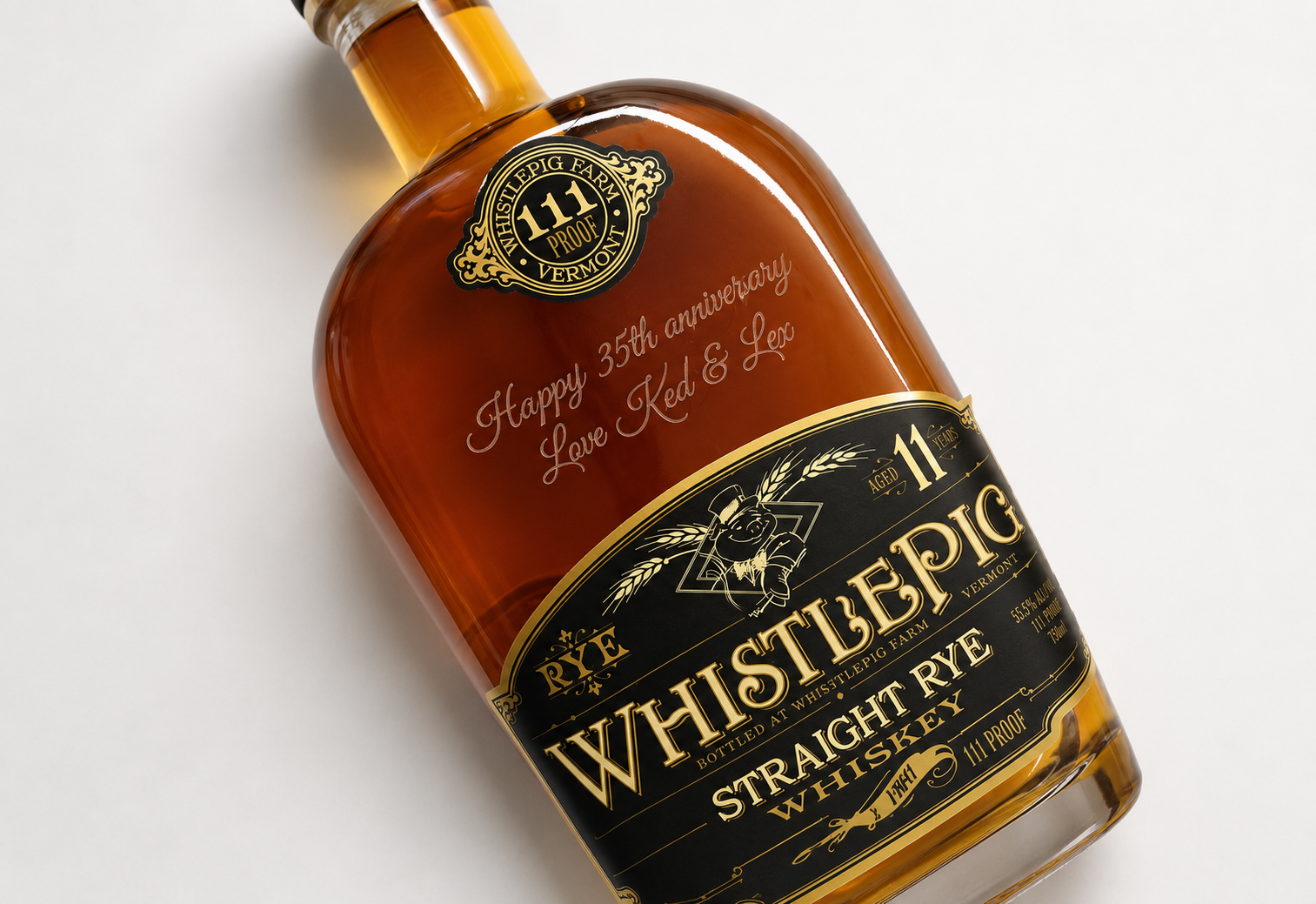 Personalised Whistlepig 11 Year Straight Rye Whiskey Custom Engraved Anniversary Gift