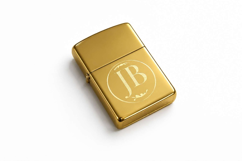 Personalized Gold Zippo Lighter Monogrammed Initials