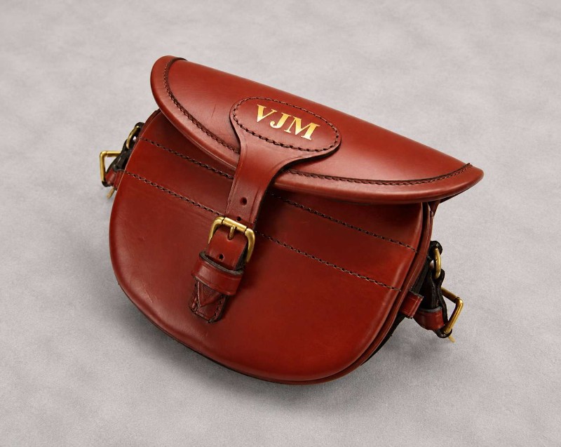 Personalized Leather Cartridge Bag Gold Initials