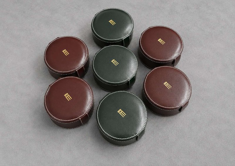Personalized Leather Travel Watch Cases Gold Foil Initials