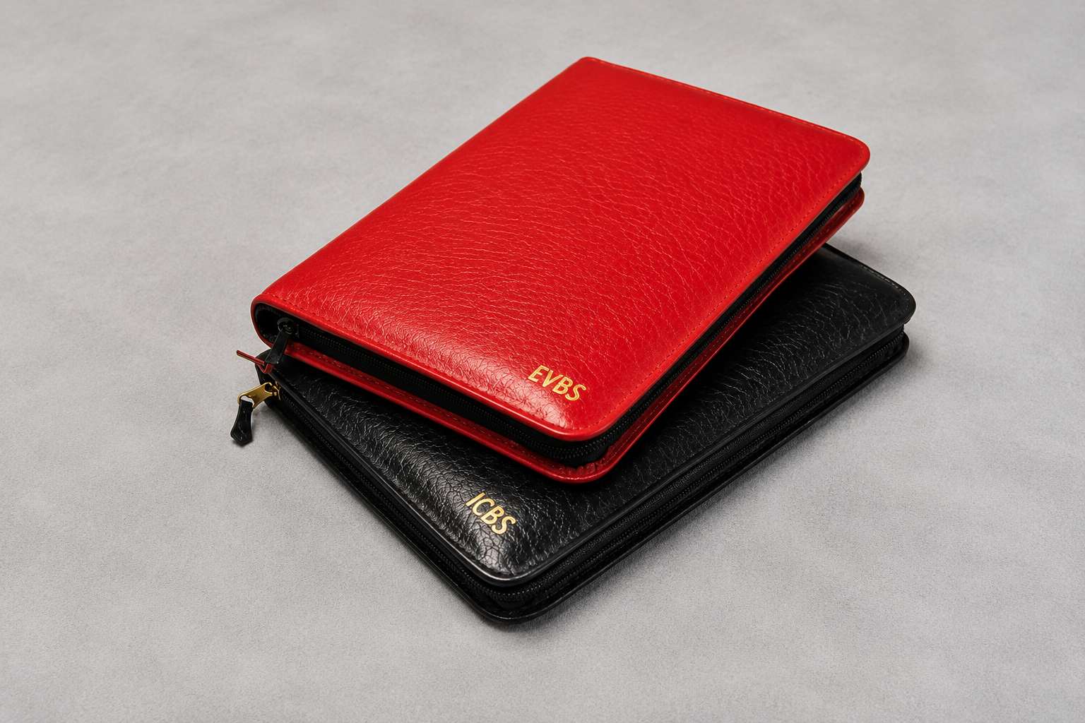 Personalized Leather Zippered Portfolios Gold Initials