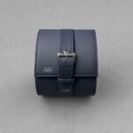 Personalized Navy Blue Leather Watch Roll Case