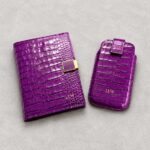 Personalized Purple Crocodile Leather Notebook And Phone Case Set