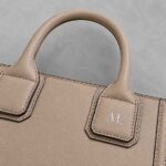 Personalized Saffiano Leather Tote Bag Gold Initials