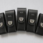 Personalized Silver Foil Initials Victorinox Leather Knife Pouches