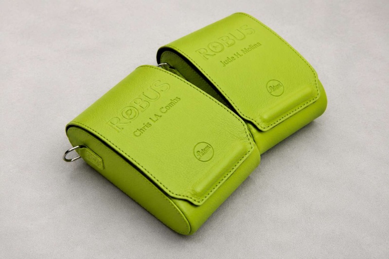 Robus Lime Green Leather Camera Cases Blind Debossed