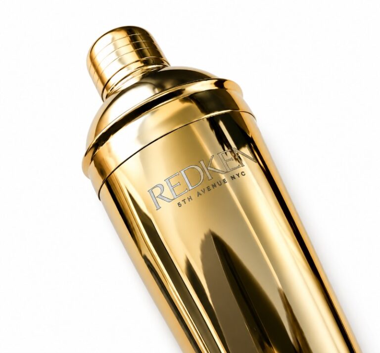 Sandblast Engraved Gold Cocktail Shaker Custom Logo