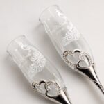 Sandblast Engraved Personalised Wedding Champagne Flutes