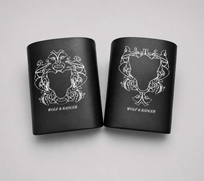 Sandblasted Engraved Glass Scented Candle Holders Wolf And Badger