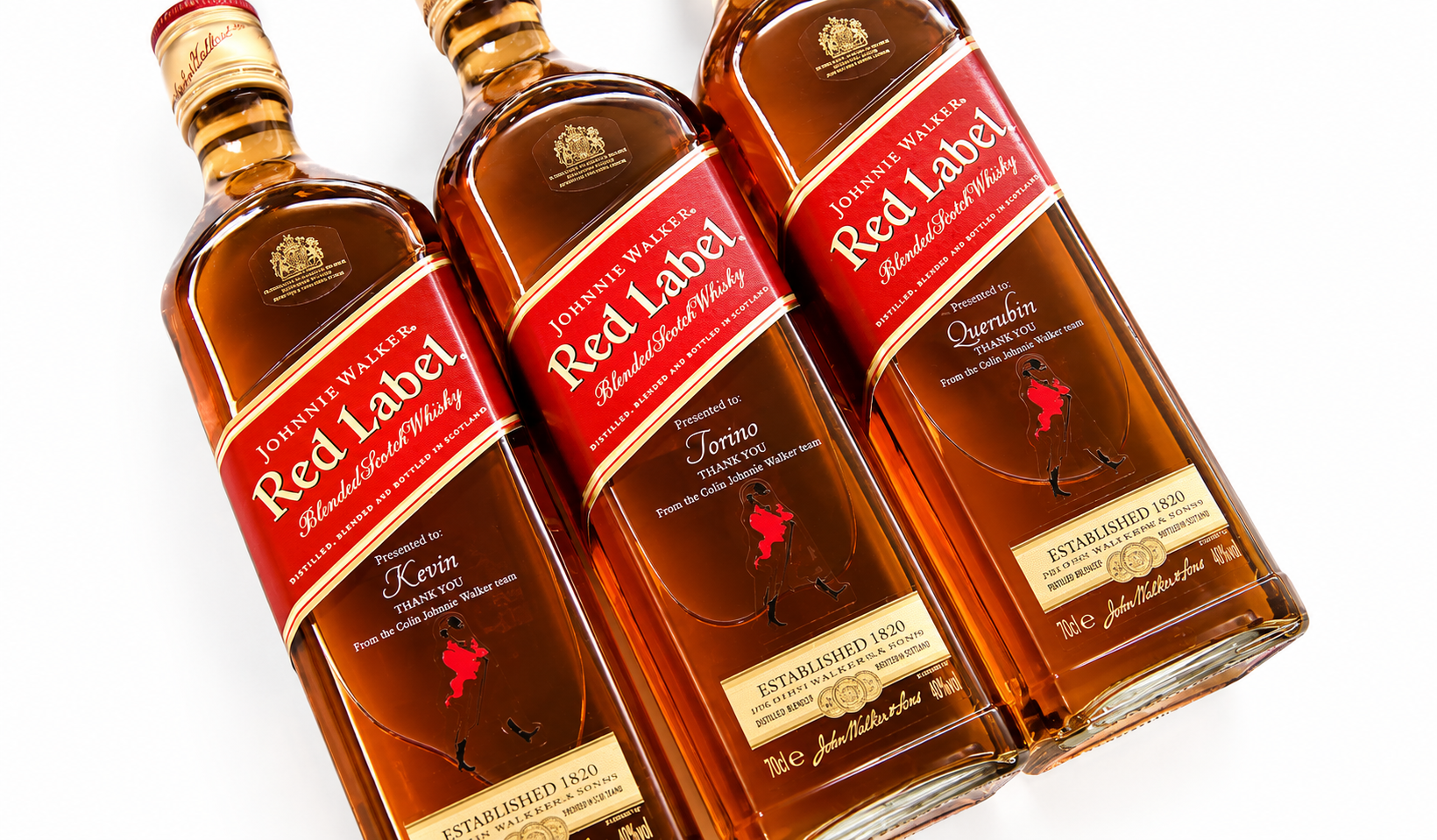 Sandblasted Engraved Johnnie Walker Whisky Bottles