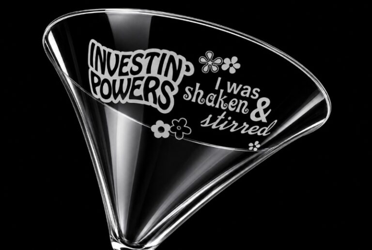 Sandblasted Engraved Martini Cocktail Glass
