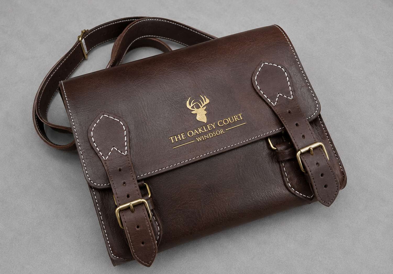 The Oakley Court Windsor Gold Debossed Leather Satchel