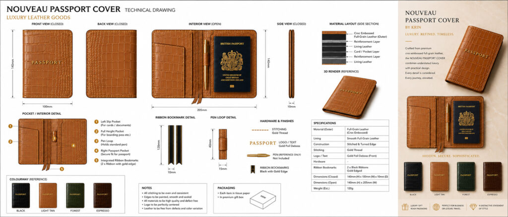 Bespoke Full Grain Leather Passport Covers Corporate Client Copy