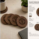 Custom American Walnut Coasters Manchester United Football Club Copy