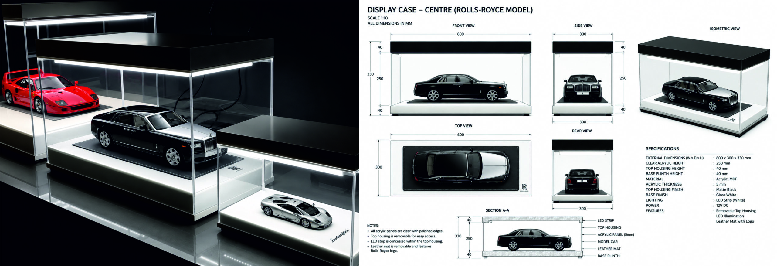 Custom Clear Acrylic Model Car Display Cases With Led Lighting Copy 1
