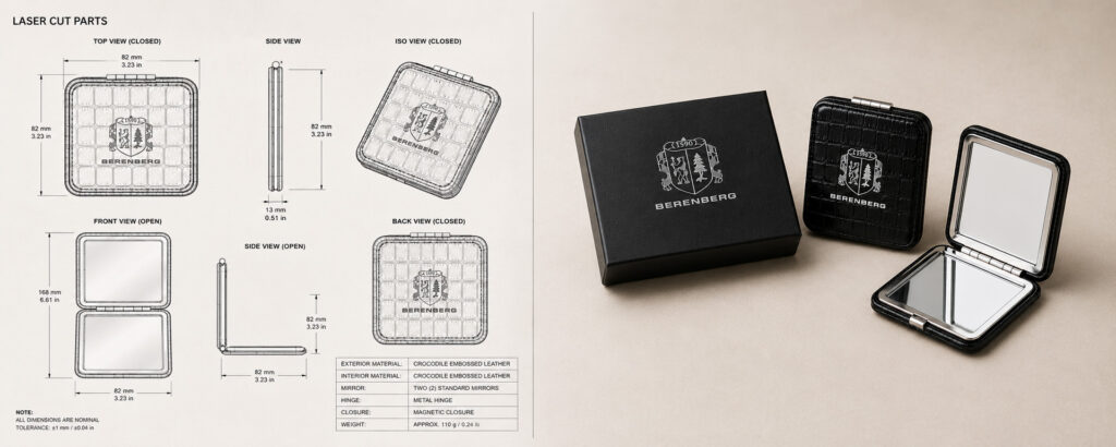 Custom Croc Embossed Leather Compact Mirror Copy