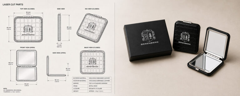 Custom Croc Embossed Leather Compact Mirror Copy