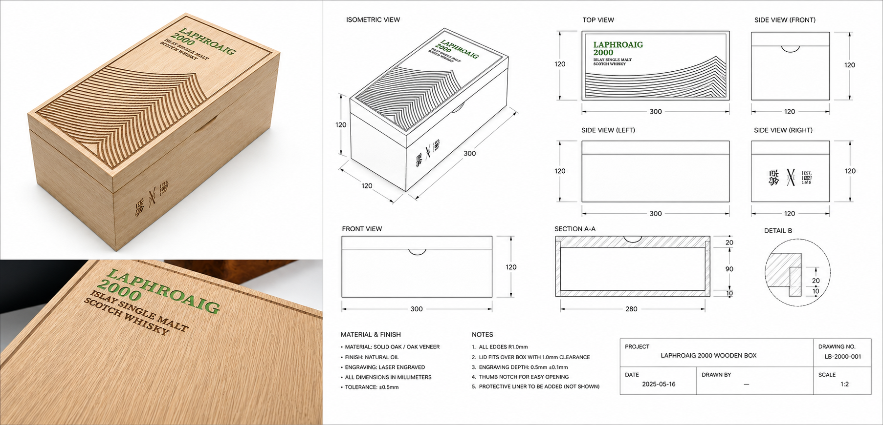 Custom Hardwood Whiskey Presentation Box Laser Engraved Copy 1