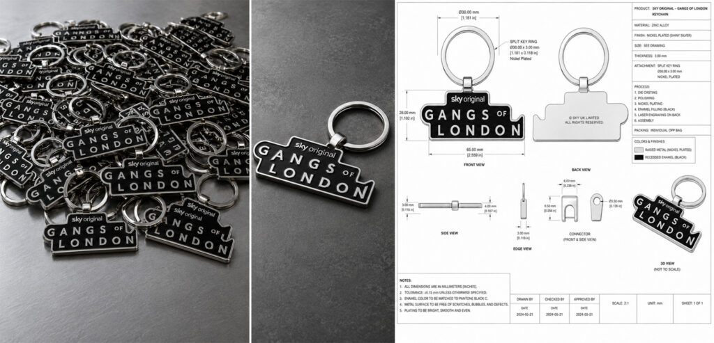 Custom Stainless Steel Metal Keyrings Film Crew Gifting Copy