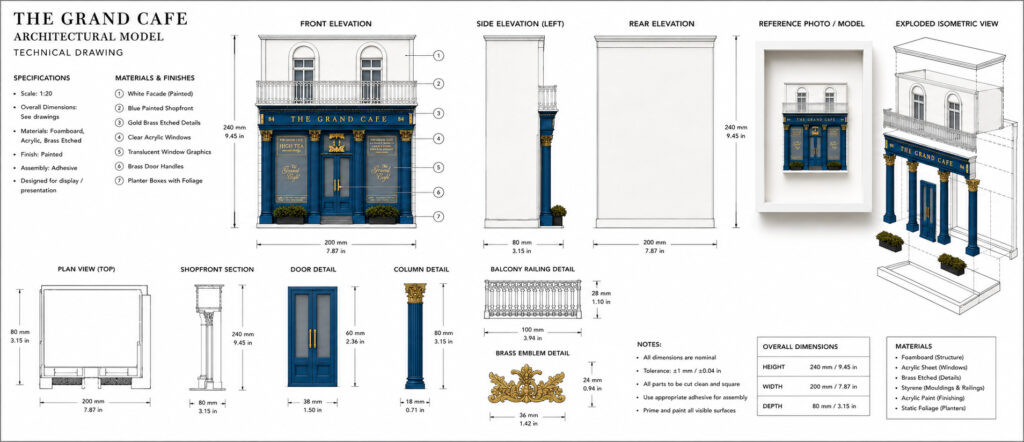 Laser Cut Acrylic Metal Parts Miniature Shop Facade Model