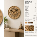 Laser Cut Beech Wood Intricate Wall Clock Design