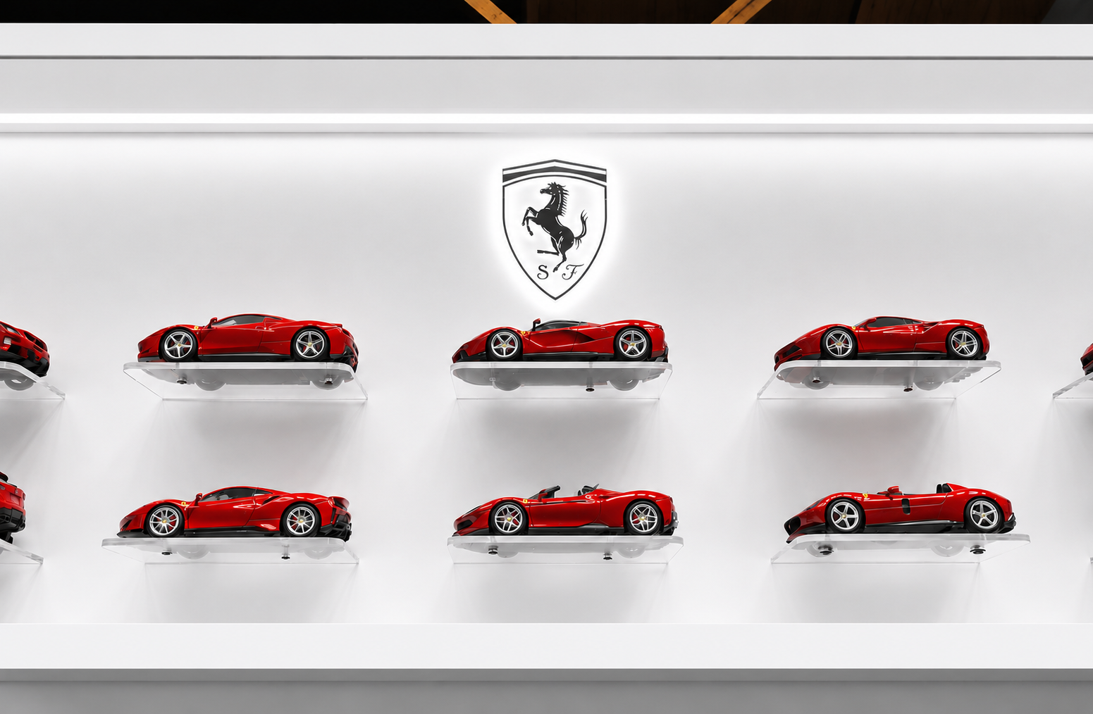 Laser Cut Clear Acrylic Display Stand Model Cars Ferrari Diecast Display Case 1