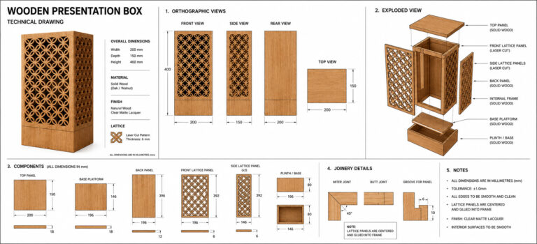 Laser Cut Hardwood Display Box For Whiskey Decanter Copy