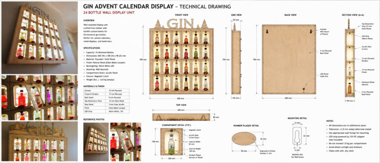 Laser Cut Plywood Gin Advent Calendar Display Kit
