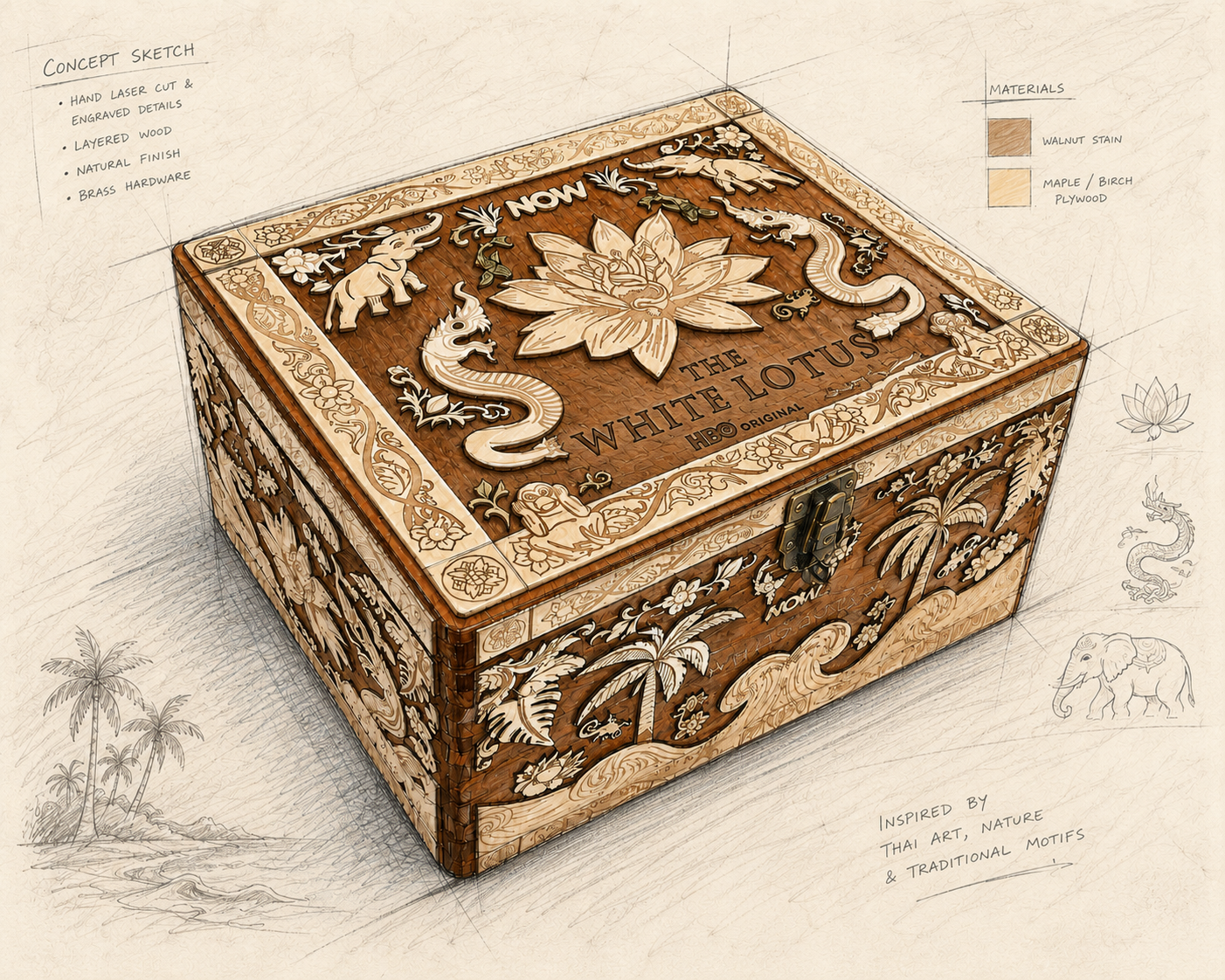 Laser Cut Plywood Presentation Box Custom Engraved Wooden Gift Box 1