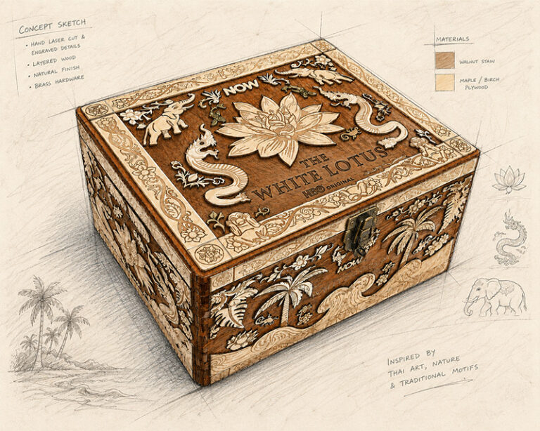Laser Cut Plywood Presentation Box Custom Engraved Wooden Gift Box
