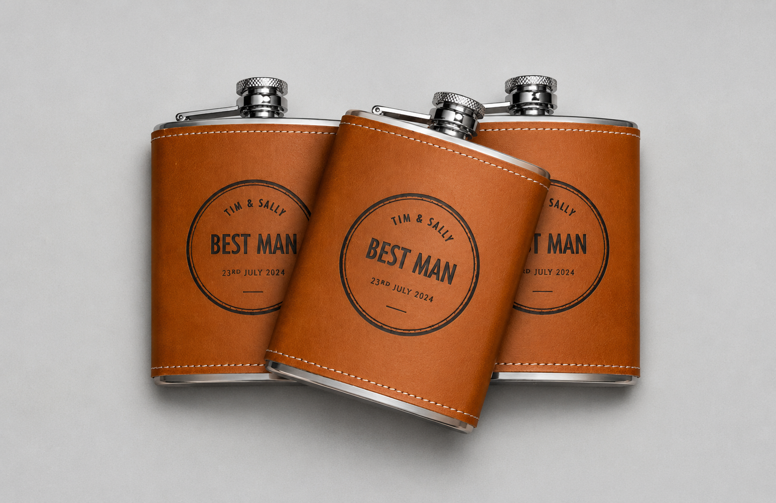Personalised Laser Engraved Leather Hip Flasks