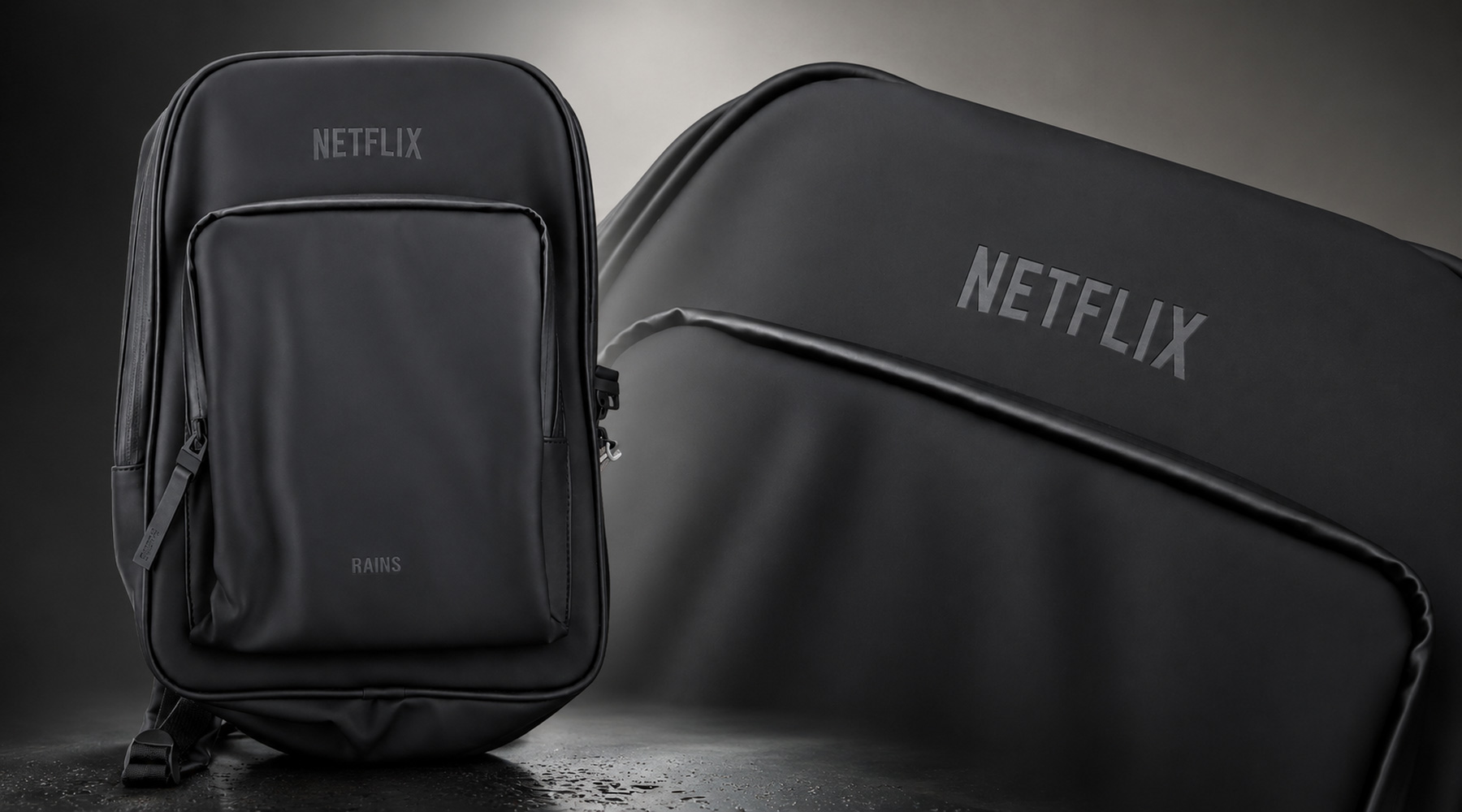 450 Rains bags professionally embossed by Krintech Ltd for a Netflix team corporate gifting project