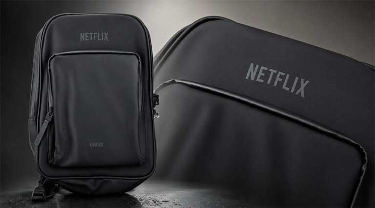 450 Rains bags professionally embossed by Krintech Ltd for a Netflix team corporate gifting project